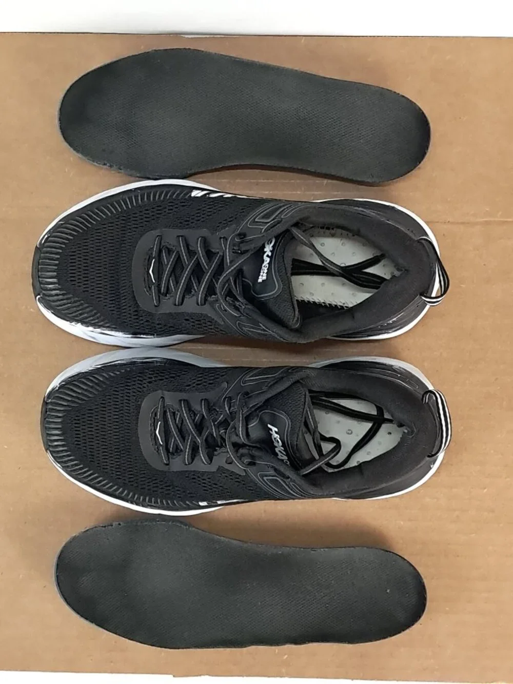 Hoka One One Bondi 7 Shoes Women Size 8 Black Sneakers Athletic 1110519 BWHT - Picture 5 of 16